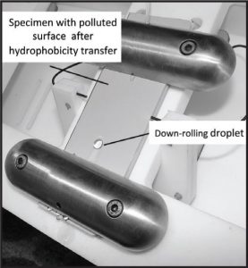 Pic216-277x300 Pic216-277x300 Fig. 2: Hydrophobic artificial pollution layer by transfer. 憎水性在伞套设计中的重要性 憎水性在伞套设计中的重要性 Pic216