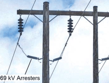 Screen-Shot-2017-07-21-at-14 Screen-Shot-2017-07-21-at-14 Fig. 15: 69 kV arrester installation on wood pole H-Frame structures. arresters Past Experience at Canadian Utility with Surge Arresters on Transmission Lines Screen Shot 2017 07 21 at 14