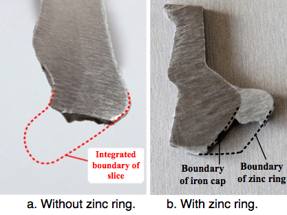 Screen-Shot-2016-05-27-at-11 Screen-Shot-2016-05-27-at-11 Fig. 17: Sections of iron cap with and without zinc ring. corrosion Corrosion of Disc Insulators on DC Lines in China Screen Shot 2016 05 27 at 11