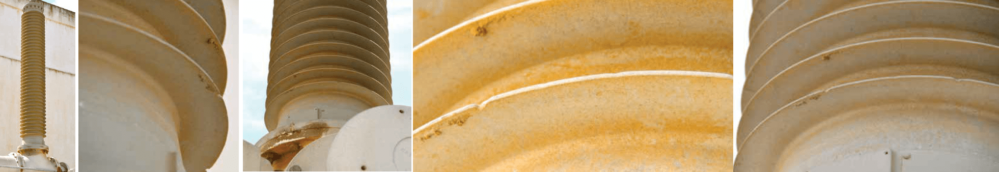 Screen-Shot-2017-07-28-at-12 Screen-Shot-2017-07-28-at-12 Close up of RTV-coated GIS bushing (March 2014). Note: rounded shed indentations near the flange do not appear to be due to erosion but rather to how coating was applied. bushings Composite Bushings with RTV Coatings Combat Pollution at Substation in Israel Screen Shot 2017 07 28 at 12
