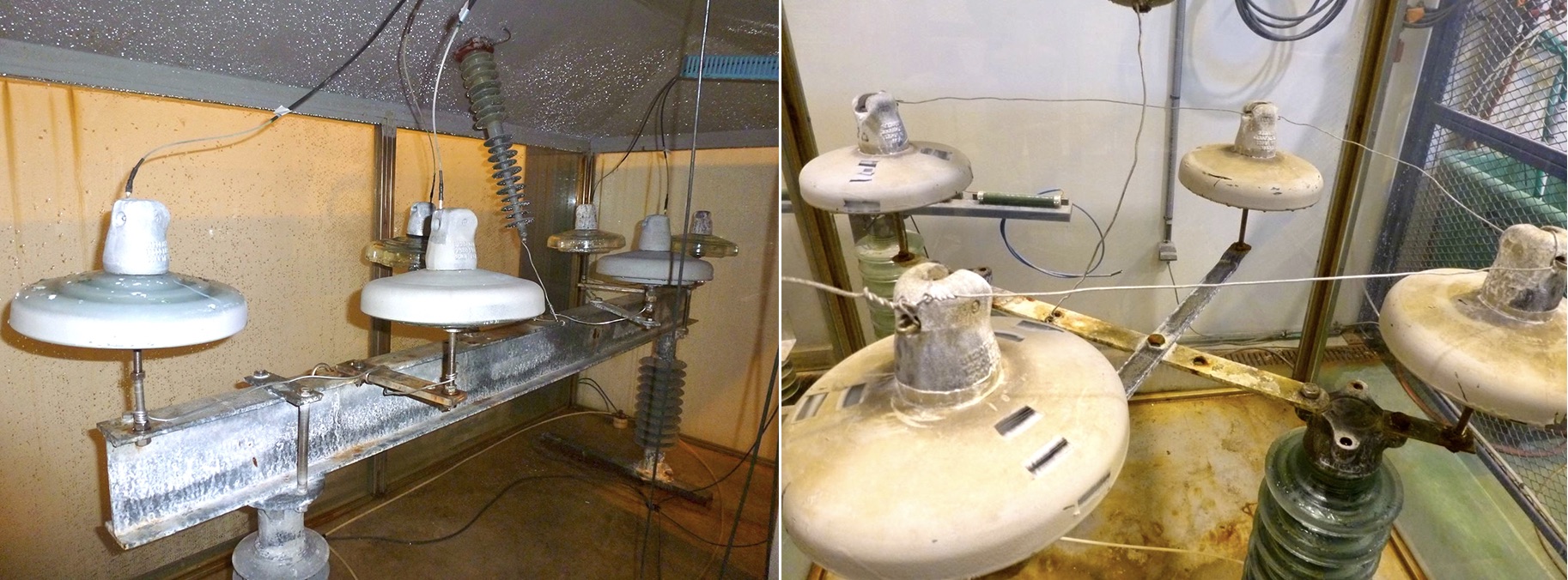 Tests-being-performed-on-coatings-at-Sediver-ageing-laboratory Tests-being-performed-on-coatings-at-Sediver-ageing-laboratory rtv silicone Coating Glass Insulators for Service in Severe Environments Tests being performed on coatings at Sediver ageing laboratory