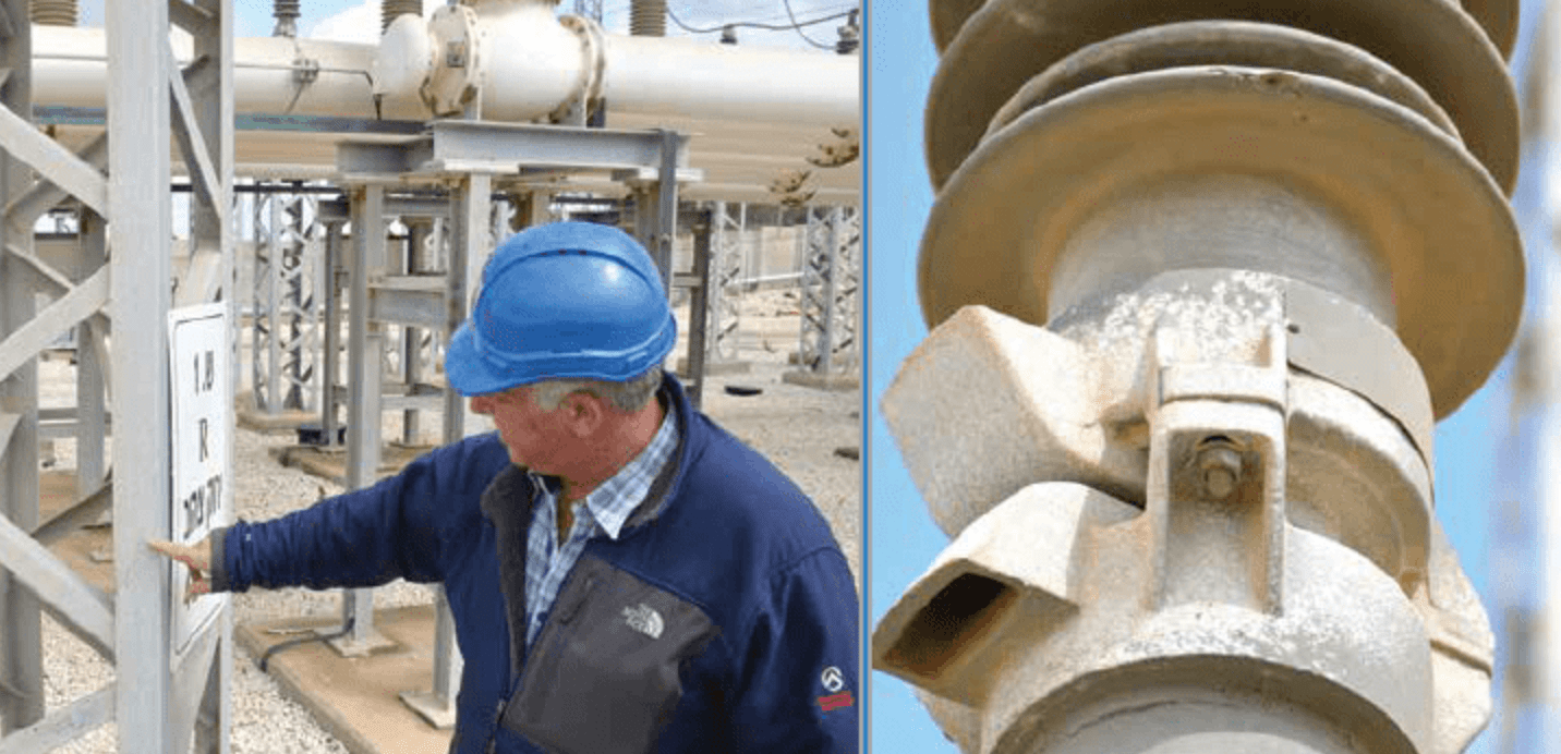 Salinity-of-spray-from-cooling-towers-evident-from-impact-on-arrester-flanges-and-steel-support-structure Salinity-of-spray-from-cooling-towers-evident-from-impact-on-arrester-flanges-and-steel-support-structure bushings Composite Bushings with RTV Coatings Combat Pollution at Substation in Israel Salinity of spray from cooling towers evident from impact on arrester flanges and steel support structure