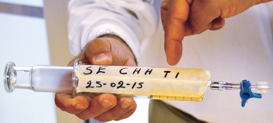 Oil-sample-from-bushing-ready-for-DGA-testing Oil-sample-from-bushing-ready-for-DGA-testing bushing fleet Increasing Transformer Reliability by Proactive Bushing Fleet Management Oil sample from bushing ready for DGA testing