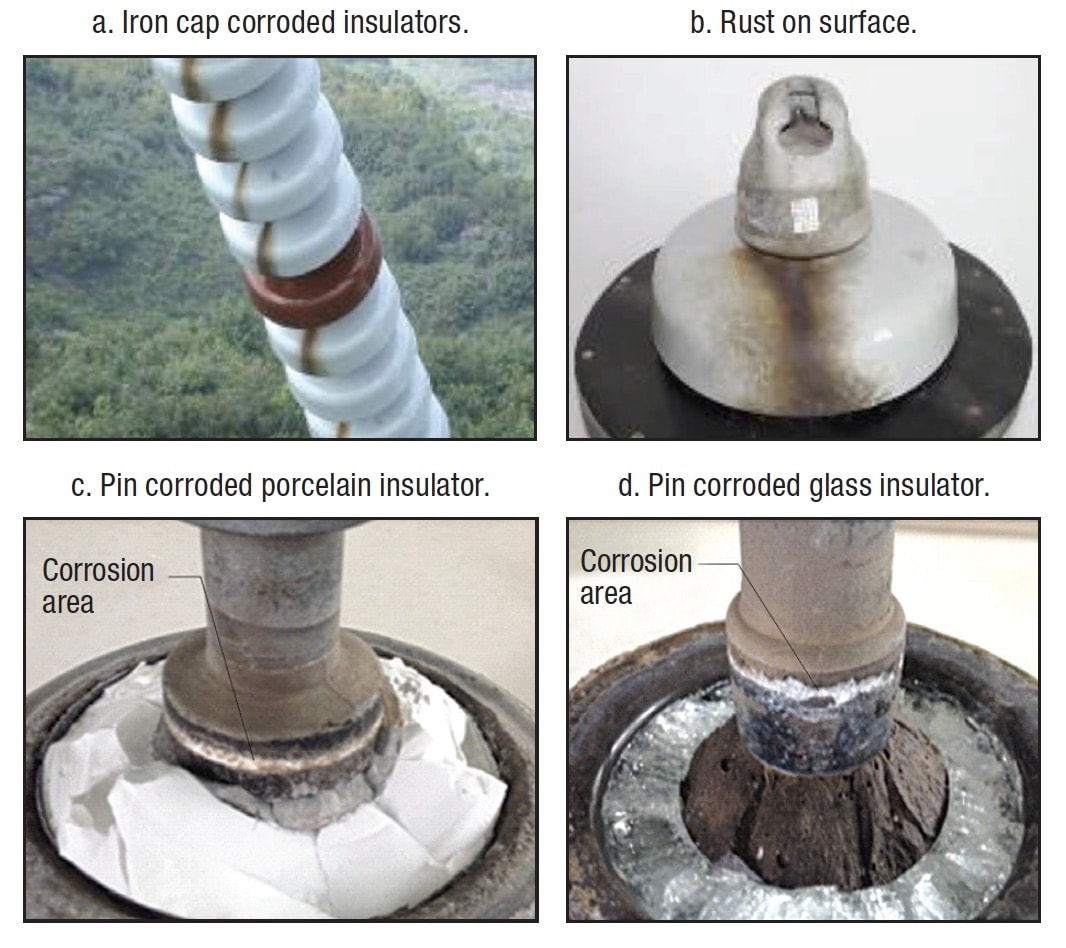 Hardware-corroded-insulators-on-±800-kV-Chu-Sui-Line Hardware-corroded-insulators-on-±800-kV-Chu-Sui-Line Overcoming Corrosion of Hardware on Suspension Insulators for UHV DC Lines Hardware corroded insulators on 800 kV Chu Sui Line
