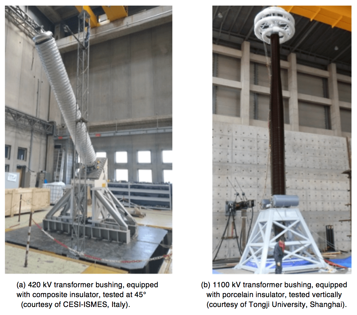 Bushings-under-seismic-testing Bushings-under-seismic-testing uhv bushings Review of External Insulation for EHV & UHV Bushings Bushings under seismic testing
