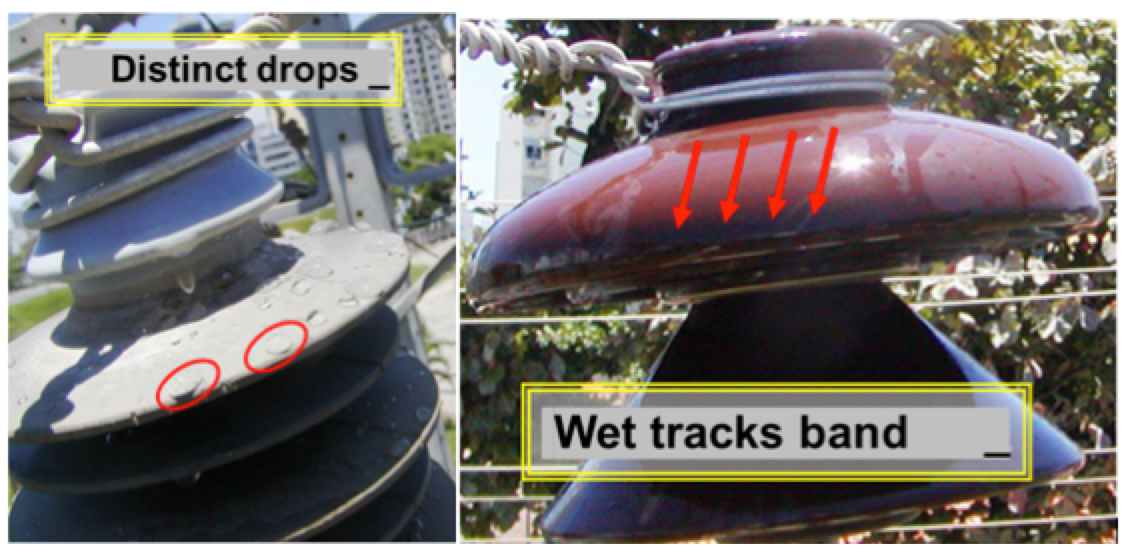 Examples of hydrophobicity and wet band area.