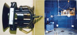 Fig. 11: E-field probe and example of on-line detection of internal defects at STRI’s climate hall.