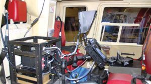 Helicopter outfitted with equipment for insulator diagnostics