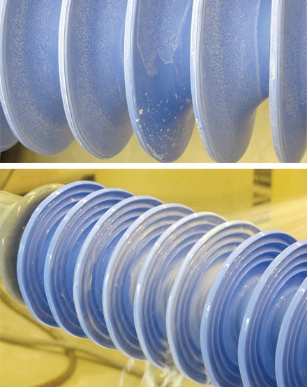 silicone insulators Before testing, hydrophobicity is destroyed using a surface pollutant such as kaolin and this is then washed away to render the silicone insulator fully hydrophilic.