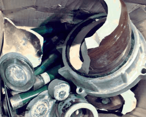 Arrester fragments sent for testing to assess cause of failure.