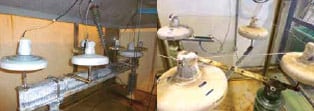 Tests-being-performed Tests-being-performed Tests being performed on coatings at Sediver ageing laboratory. rtv silicone Coating Glass Insulators for Service in Severe Environments Tests being performed
