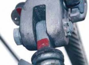 Example of conductor clamp after galloping test. Only minor wear on hinge part will not affect continued functionality