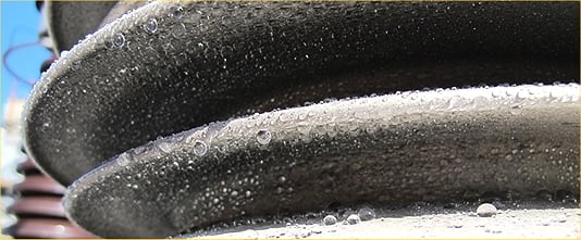 Fig. 10: Illustration super-hydrophobicity observed on the insulator with specific industrial pollution.
