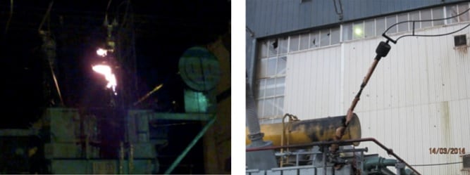 Fig. 5: Bushing failure with transformer ablaze.