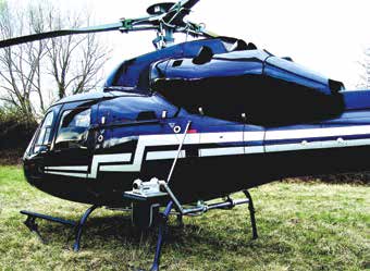 Twin engine Eurocopter AS355 with installed dual sensor gimbal