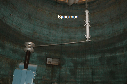 Fig. 14: Setup for flashover voltage tests in climate chamber.