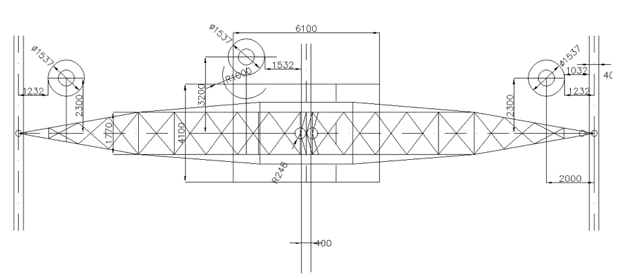Upper view of a suspension tower.