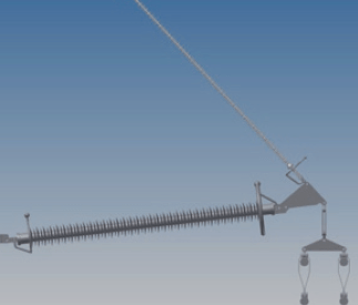 Figure 12: 420 kV braced V insulator set with armour rod suspension used in the 4 x 380 kV Wintrack towers (cf. Figure 8)
