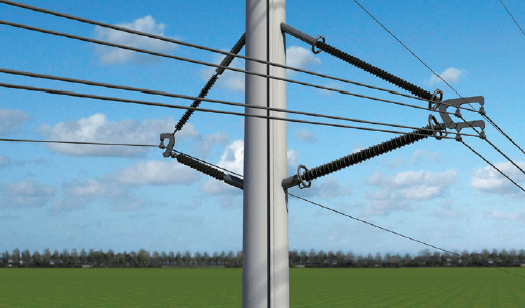Figure 8: 420 kV braced V insulator set with C-arm used in the original Wintrack design