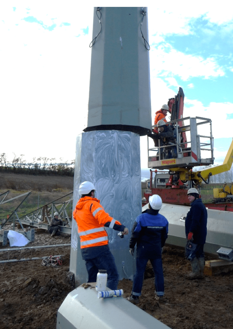 Drop-over foundation for steel poles.