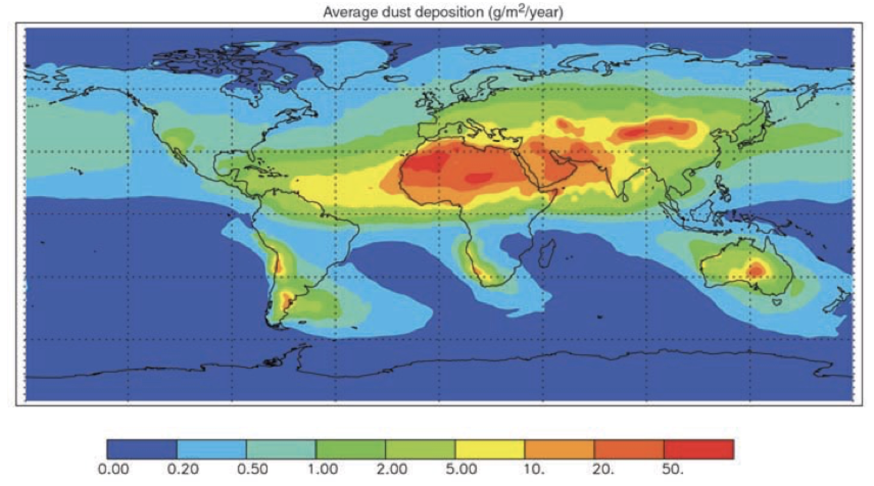 Screen-Shot-2016-06-02-at-4 Screen-Shot-2016-06-02-at-4 Fig. 12: Annual dust flux (g/m2/year) based on composite of three studies matching satellite optical depth to ground-based measurements. selecting insulators using satellite measurements of air pollution Selecting Insulators Using Satellite Measurements of Air Pollution Screen Shot 2016 06 02 at 4