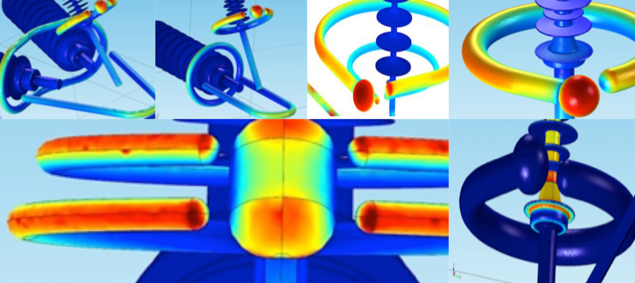 Fig. 5: Typical Comsol calculations for different designs of composite insulators.
