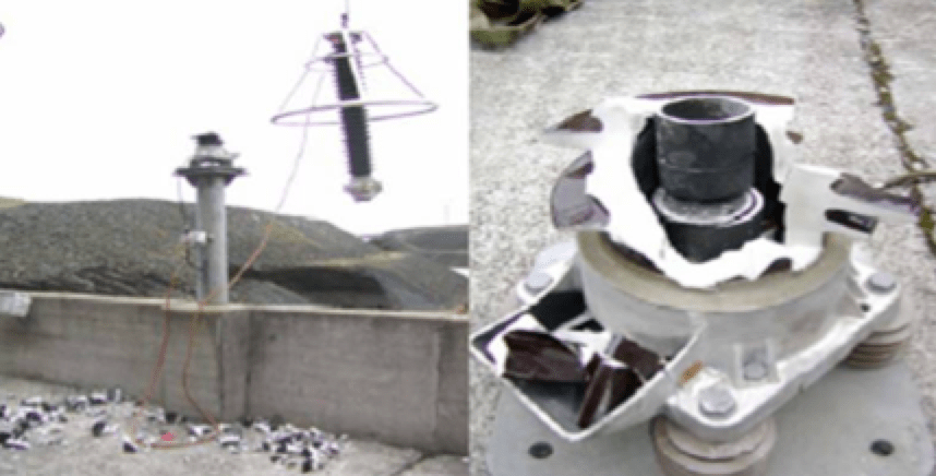 Catastrophic failure of porcelain-housed MOSA.