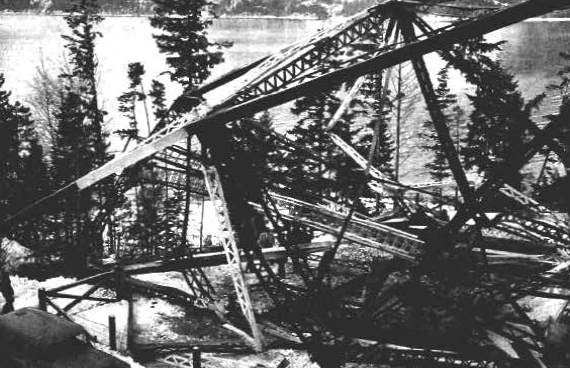 Remnants of once impressive tower after destruction by bomb in 1962.