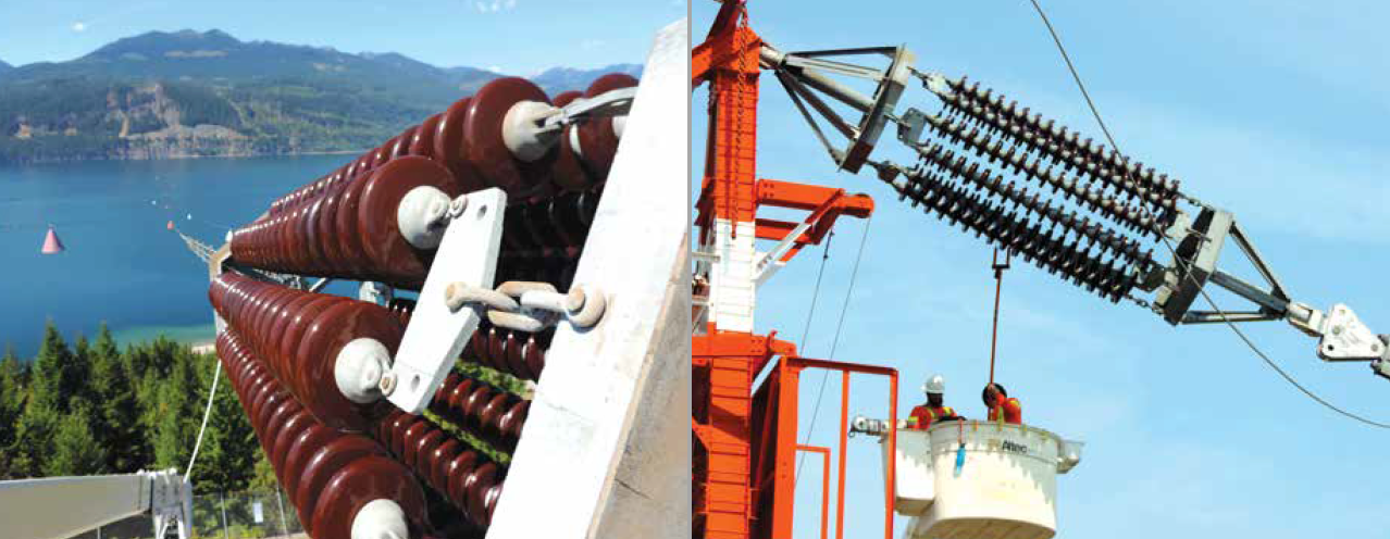 Electrical testing has revealed several punctured units per assembly but these are not yet a concern given design was for 170 kV while line voltage is now 63 kV.