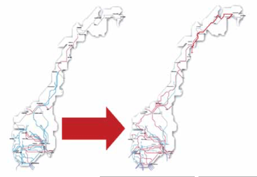 Screen-Shot-2016-09-16-at-12 Screen-Shot-2016-09-16-at-12 Red lines show 420 kV system currently and by the time upgrade is completed in 2030. voltage upgrade Norwegian TSO Re-Dimensioned Insulation in Voltage Upgrade Project Screen Shot 2016 09 16 at 12