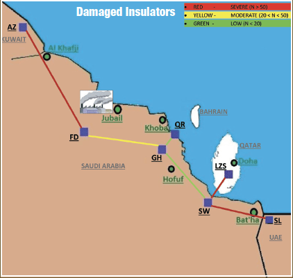 Fig. 7: Locations of shattered insulators.
