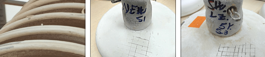 Peeling & cross cut tests on naturally aged versus new RTV-coated glass insulators