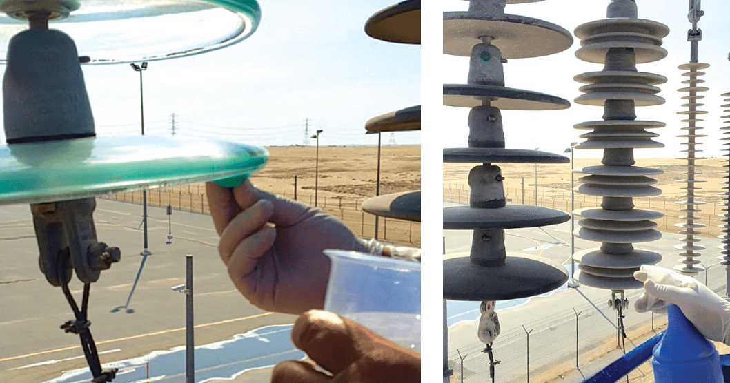 Performance and self-cleaning of different types of insulators is monitored and ranked at test station.