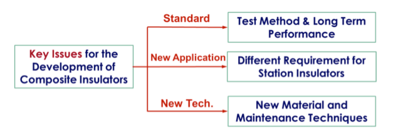 Fig. 4: Key issues for continued development of composite insulators.