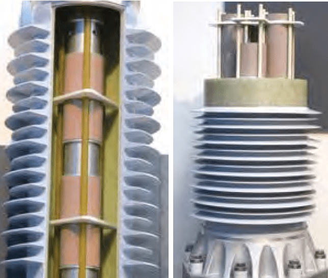 Construction of single and multi-stack composite tube type arresters.