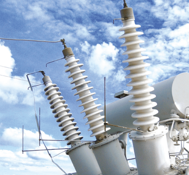 Coated bushings on transformer at seacoast