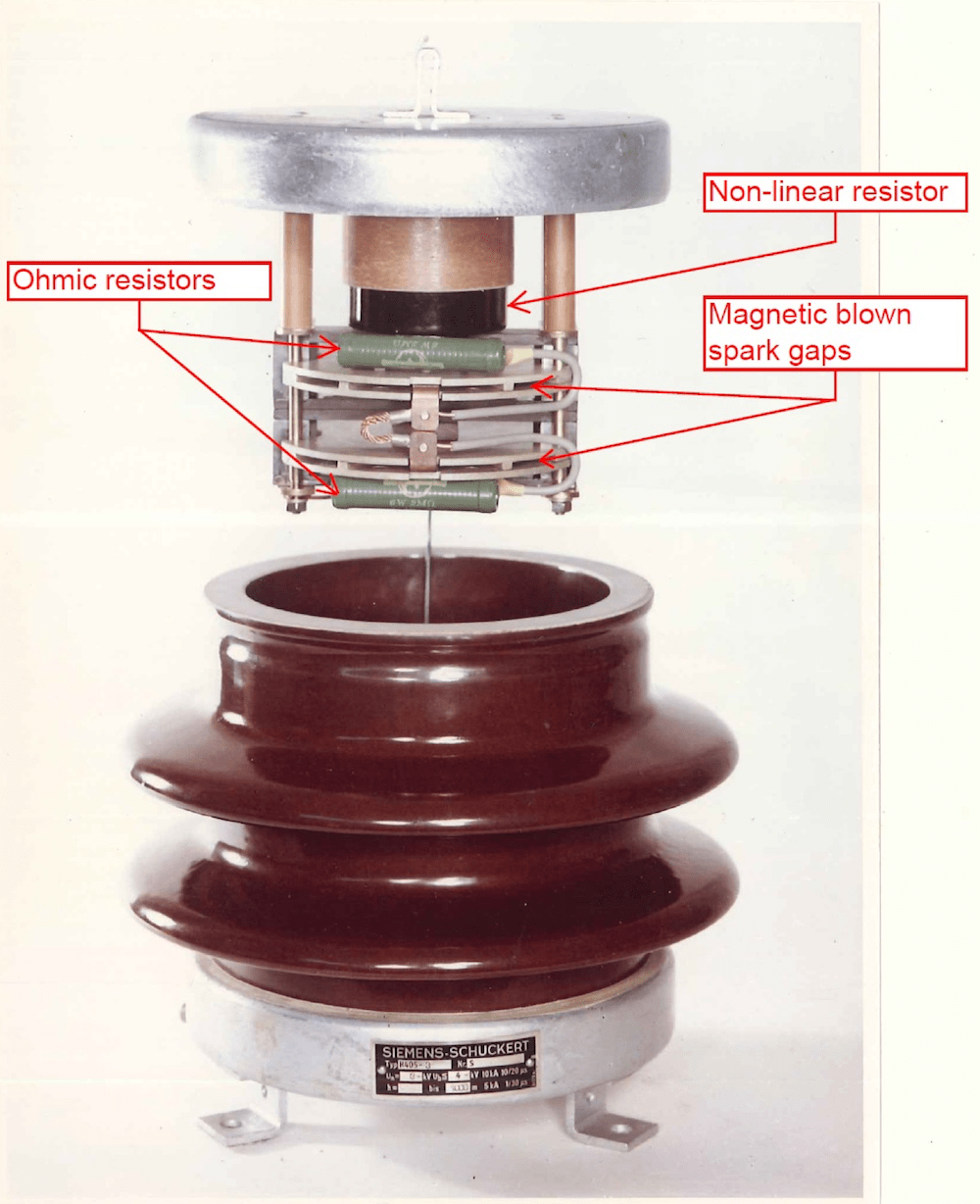 Fig. 1: 3 kV DC surge arrester from 1960 (courtesy, Siemens AG).