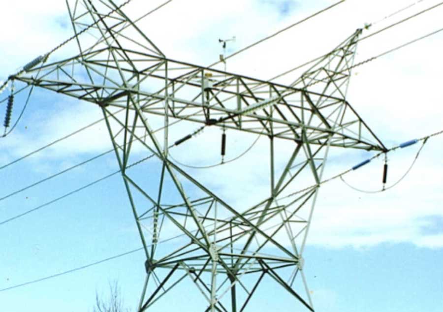 Transmission tower close up